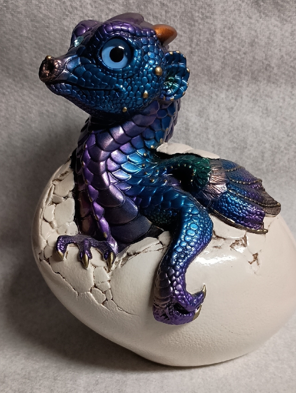 M Pena Windstone Editions Metallic Blue-Purple Dragon Figurine Home Accent 5 1/4